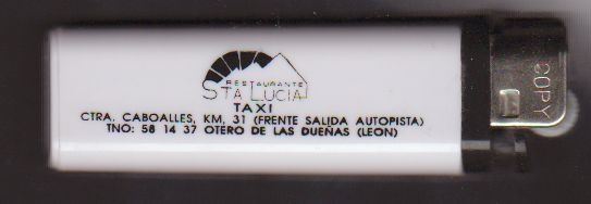 MECHERO Encendedor MARCA COPY RESTAURANTE SANTA LUCIA OTERO DE LAS DUEÑAS LEON Briquet Accendino 8cm 